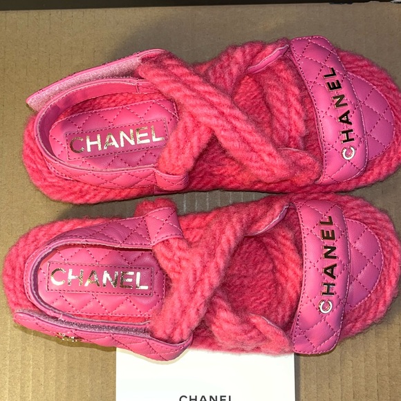 Authentic Chanel Cord Strings Lambskin sandals size 35 - Picture 5 of 12